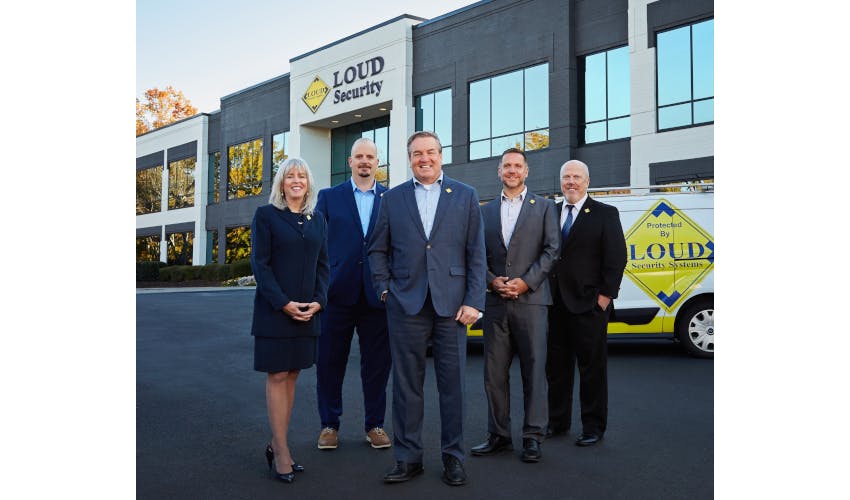 LOUD Security Systems President and Owner John Loud, center, is pictured with members of the company&rsquo;s executive leadership team.