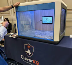 The CleverK9 smart crate includes integrated sensors monitoring temperature, humidity, CO2, air quality, and sound. An app enables owners to track metrics in real-time and receive alerts. The CleverK9 smart crate includes integrated sensors monitoring temperature, humidity, CO2, air quality, and sound. An app enables owners to track metrics in real-time and receive alerts.