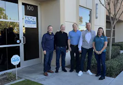 (L to R:) Jeremy Bates, Pye-Barker SVP of Business Development; Chuck White, ASCI Security Co-Owner; Gregg Miller, ASCI Security Co-Owner; Jason Uhrich, Pye-Barker Regional VP; Dawnielle Sherwood, Pye-Barker Regional Director. (L to R:) Jeremy Bates, Pye-Barker SVP of Business Development; Chuck White, ASCI Security Co-Owner; Gregg Miller, ASCI Security Co-Owner; Jason Uhrich, Pye-Barker Regional VP; Dawnielle Sherwood, Pye-Barker Regional Director.
