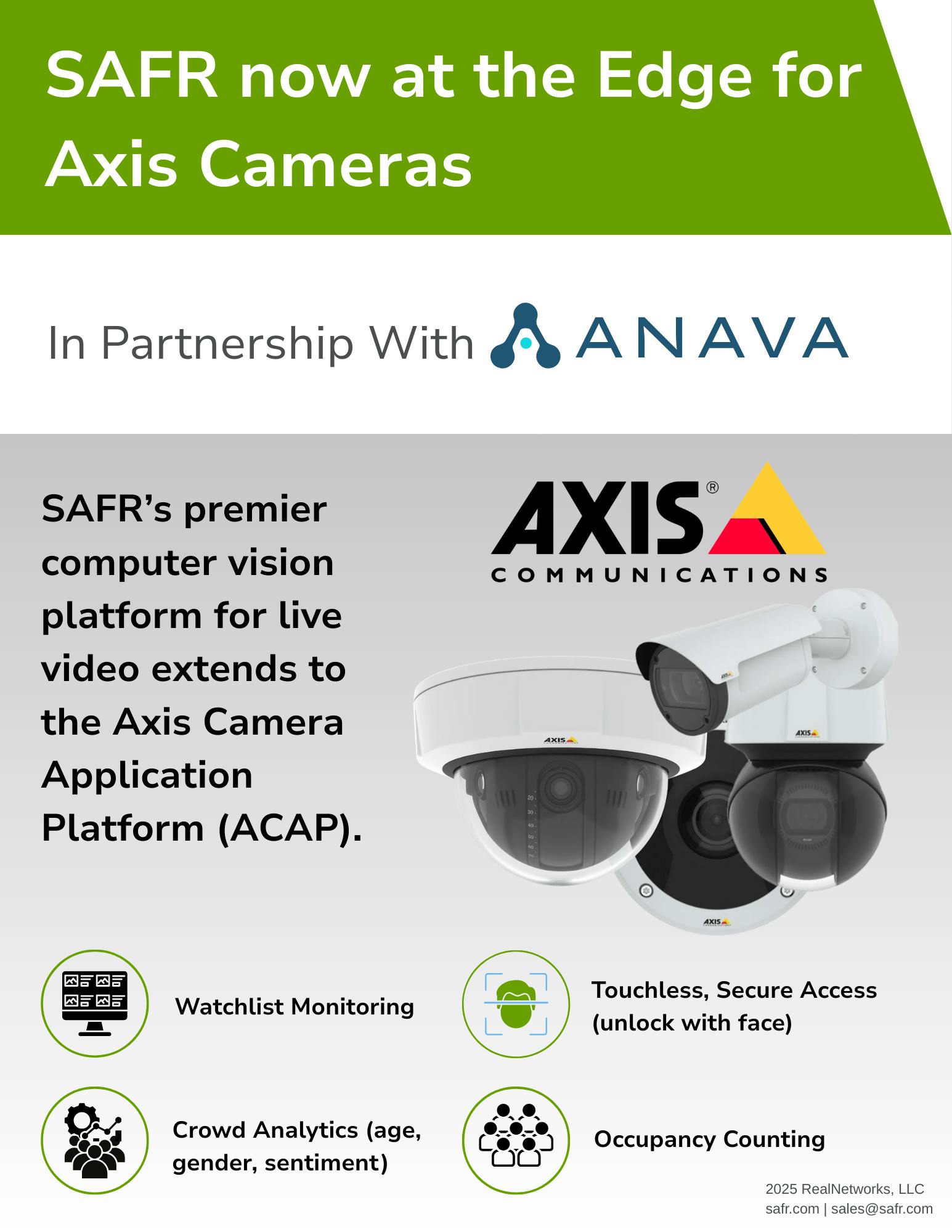 The SAFR Powered by Anava solution processes video on-camera to deliver real-time insights while lowering infrastructure costs.