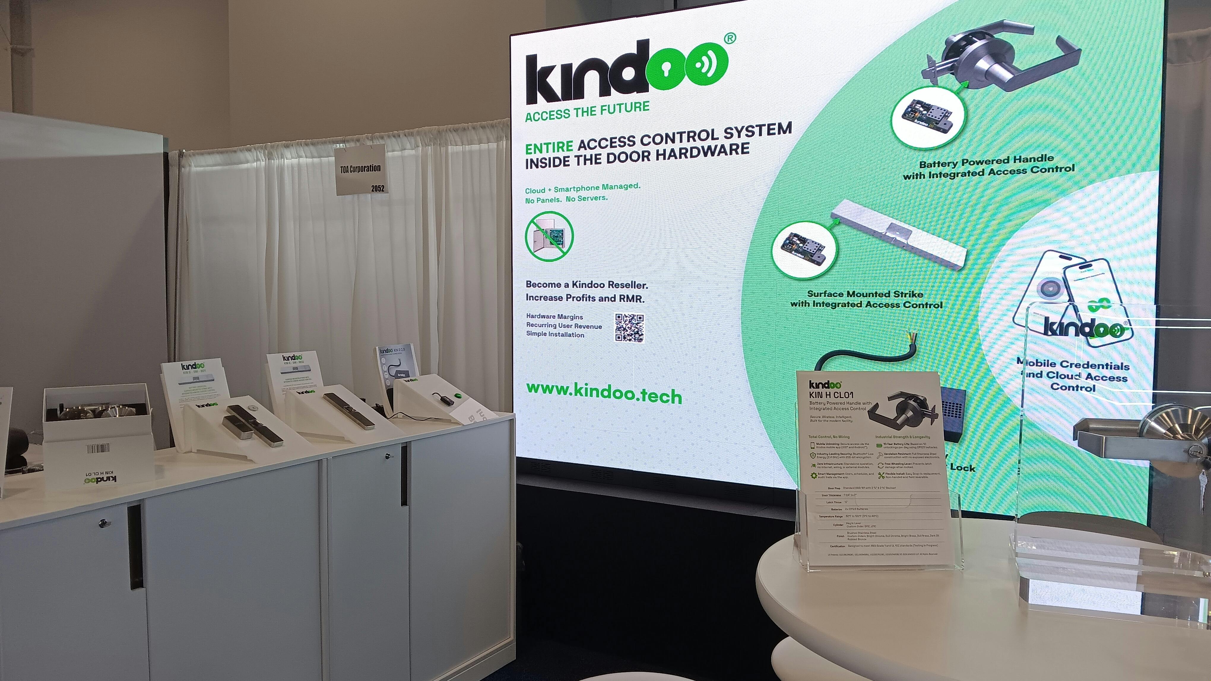 Kindoo booth ready for the opening of ISC West 2026. Kindoo is a first-time exhibitor.