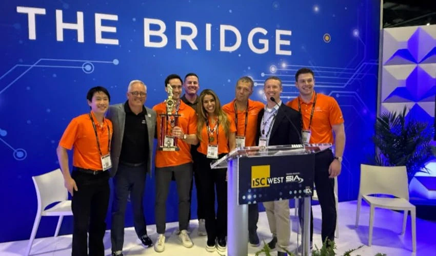 Members of the security industry gather on stage at The Bridge during ISC West 2026 to celebrate award winners and participants recognized by Mission 500.