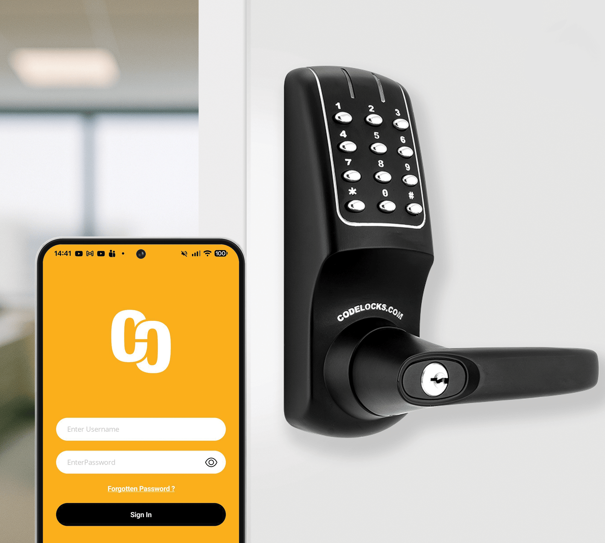 The Codelocks Connect App allows users to generate and manage time-sensitive access codes directly from a mobile device.