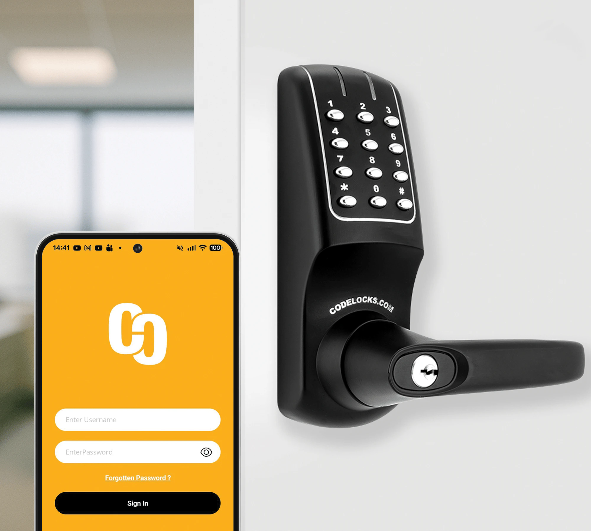 The Codelocks Connect App allows users to generate and manage time-sensitive access codes directly from a mobile device.