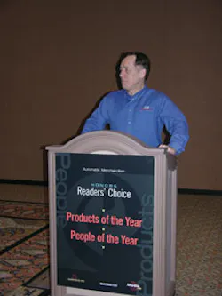 Elliot Maras, editor of Automatic Merchandiser, welcomes attendees to the awards breakfast. Elliot Maras, editor of Automatic Merchandiser, welcomes attendees to the awards breakfast.