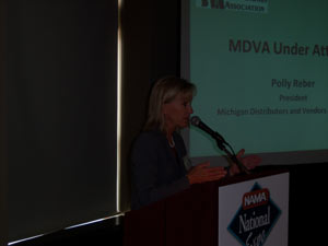 Polly Reber, lobbyist for the Michigan Vendors & Distributors Association, describes the association&rsquo;s efforts to protect a tax exemption.