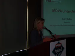 Polly Reber, lobbyist for the Michigan Vendors & Distributors Association, describes the association’s efforts to protect a tax exemption. Polly Reber, lobbyist for the Michigan Vendors & Distributors Association, describes the association’s efforts to protect a tax exemption.