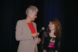 Sodexo executive, Lorna Donatone interviews eighth grader, Peyton Medick, a 2012 Stephen J. Brady STOP Hunger Scholarship recipient. Sodexo executive, Lorna Donatone interviews eighth grader, Peyton Medick, a 2012 Stephen J. Brady STOP Hunger Scholarship recipient.