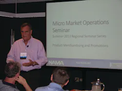 Brad Bachtelle, president of Bachtelle and Associates, presented on day one of the NAMA micro market operator seminar in Chicago, Ill., August 20. Brad Bachtelle, president of Bachtelle and Associates, presented on day one of the NAMA micro market operator seminar in Chicago, Ill., August 20.
