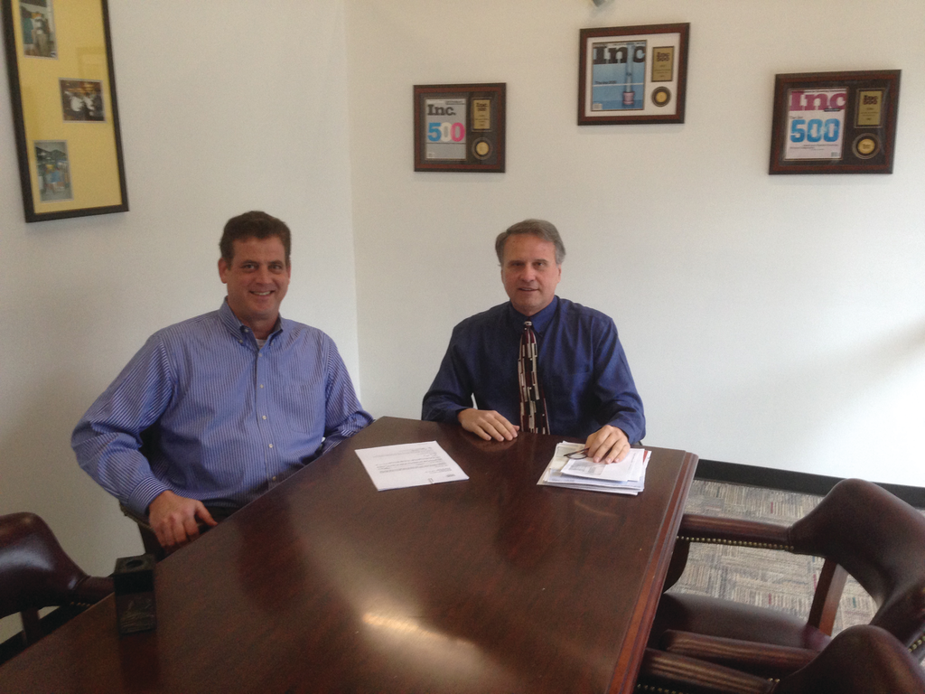 Dennis Thornton, right, owner of Vendedge couldn't run his business without the help of Operations Manager Mike Fleming.