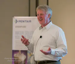 Mike Tompkins, president of Coffee Products Associates, speaking at the NAMA OneShow. Mike Tompkins, president of Coffee Products Associates, speaking at the NAMA OneShow.