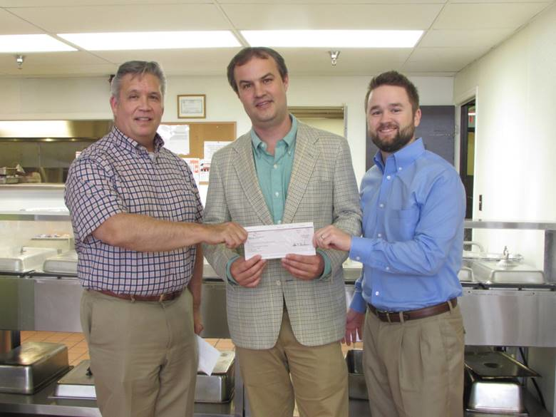 Pictured above: (left) David Amberger (Five Star Director of Operations Analysis), (center) Jens Christensen (Community Kitchen Executive Director), (right) C. J. Recher (Five Star Director of Marketing)
