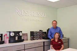 Sean Curtis and Barbara Curtis Smalley in the Nespresso tasting room at Coffee Ambassador. Sean Curtis and Barbara Curtis Smalley in the Nespresso tasting room at Coffee Ambassador.
