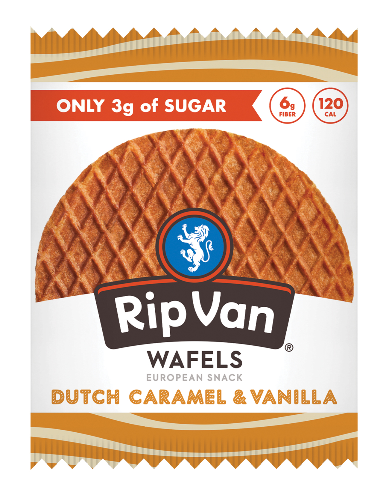 Dutch Caramel & Vanilla snack wafel, from Rip Van