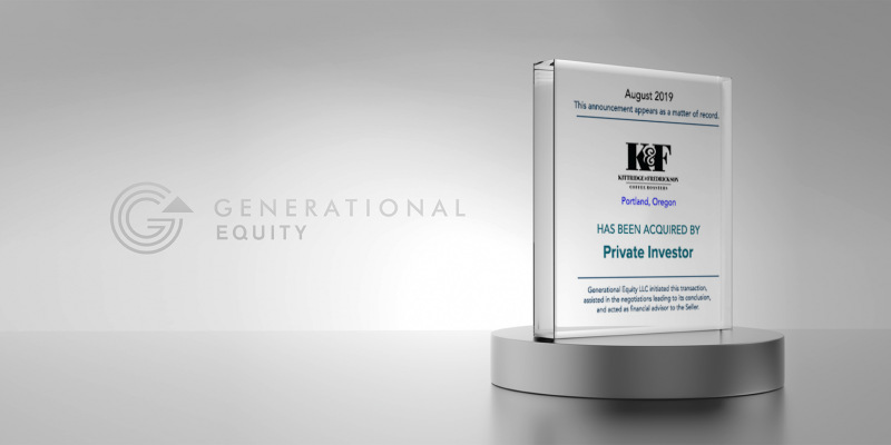 Generational Equity, a leading mergers and acquisitions advisor for privately held businesses, has announced the sale of its client, K&F Coffee Roasters, to Rudy Zarfas.
