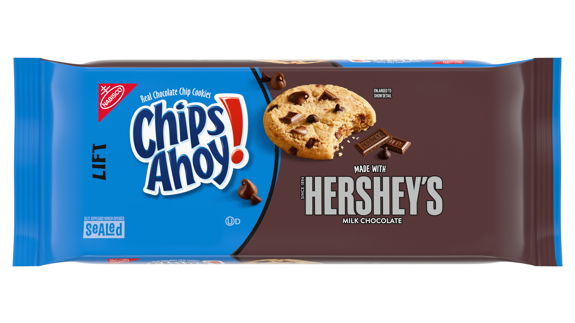 Introducing the new favorite cookie mashups: Chips Ahoy! made with chunks of Hershey's Milk Chocolate and Chips Ahoy! made with mini Reese's Pieces candy are available on-shelves now at major retailers nationwide.