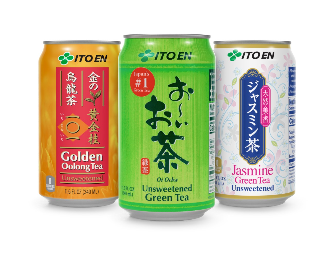 ITO EN Traditional comes in three flavors: Unsweetened Green Tea, Oolong Tea and Jasmine Tea.