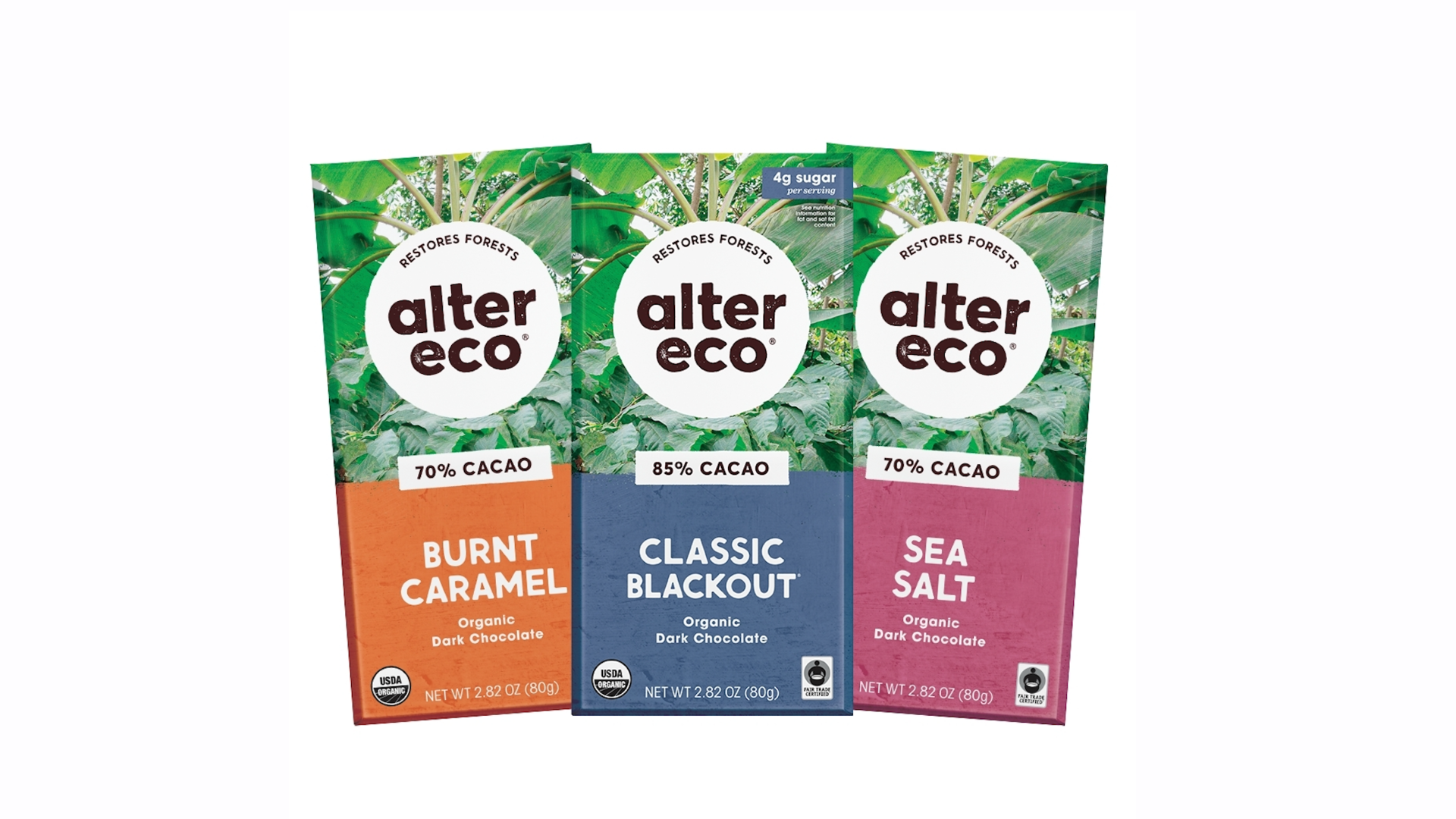Alter Eco's new packaging for its line of organic and Fair Trade chocolate bars.