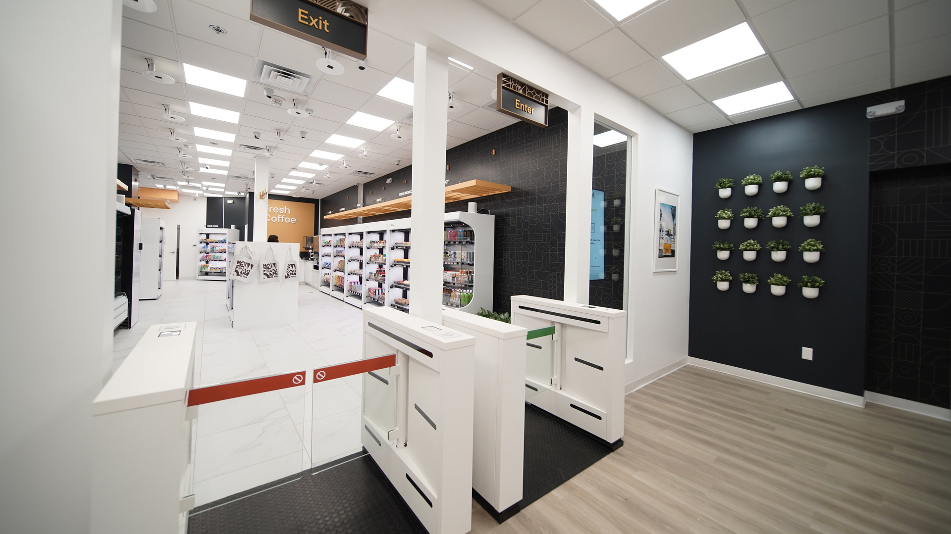 To enter the Valet Market, shoppers download the eponymous app and scan their phone at turnstile.