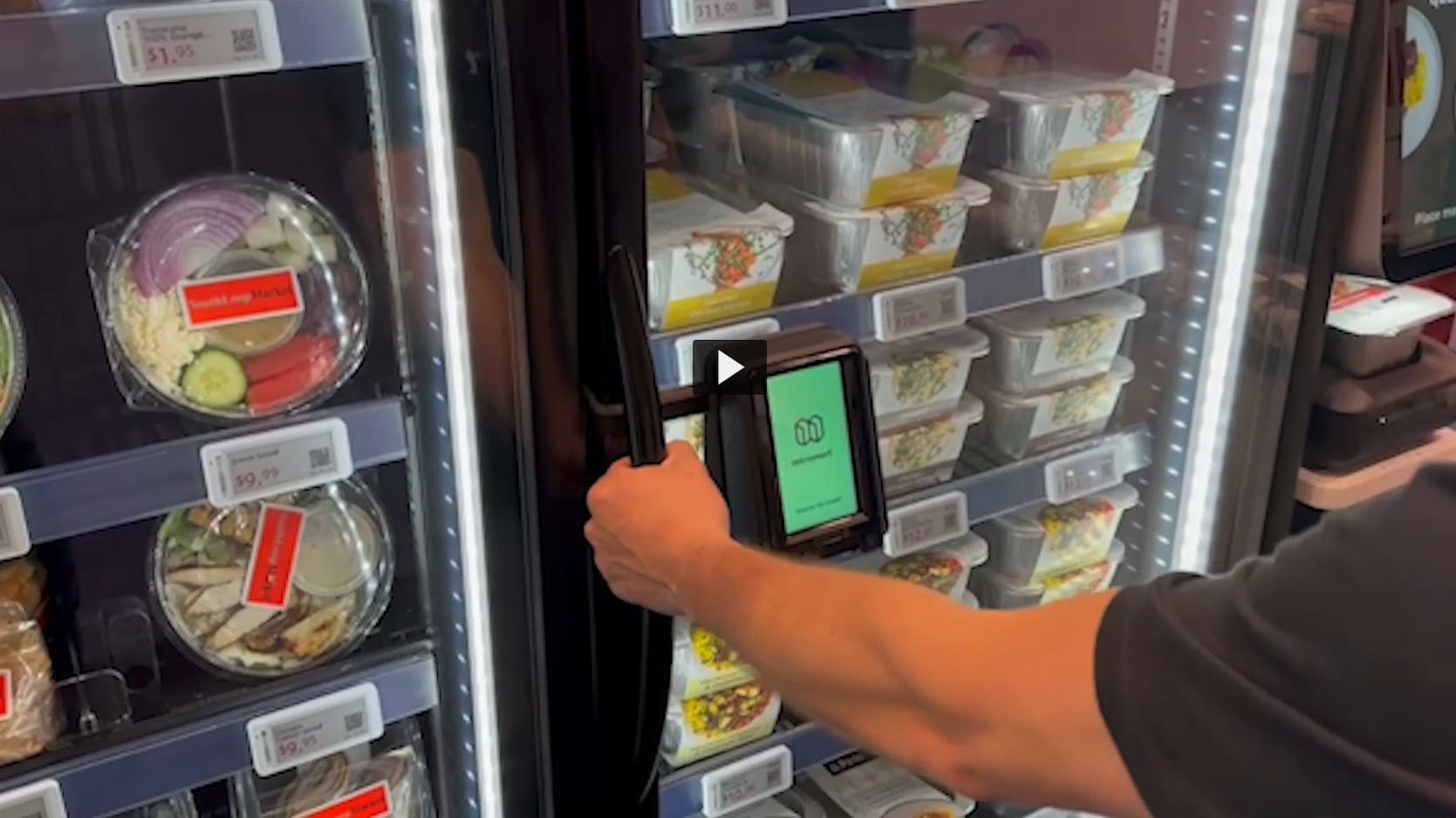 A screen capture from the Micromart video shows the cooler is secure until payment is provided.