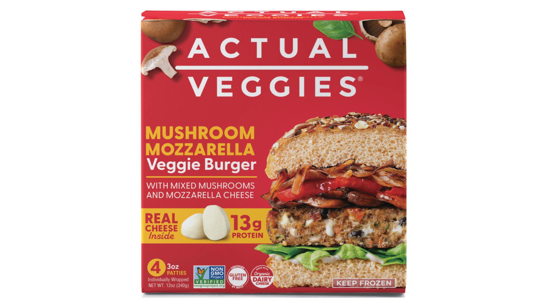 Actual Veggies Mushroom Mozzarella Veggie Burger