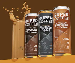 Super Coffee’s 11 oz. slim cans of Super Coffee Espresso are the brand’s leading item in the vending, micro market and OCS space. Super Coffee’s 11 oz. slim cans of Super Coffee Espresso are the brand’s leading item in the vending, micro market and OCS space.