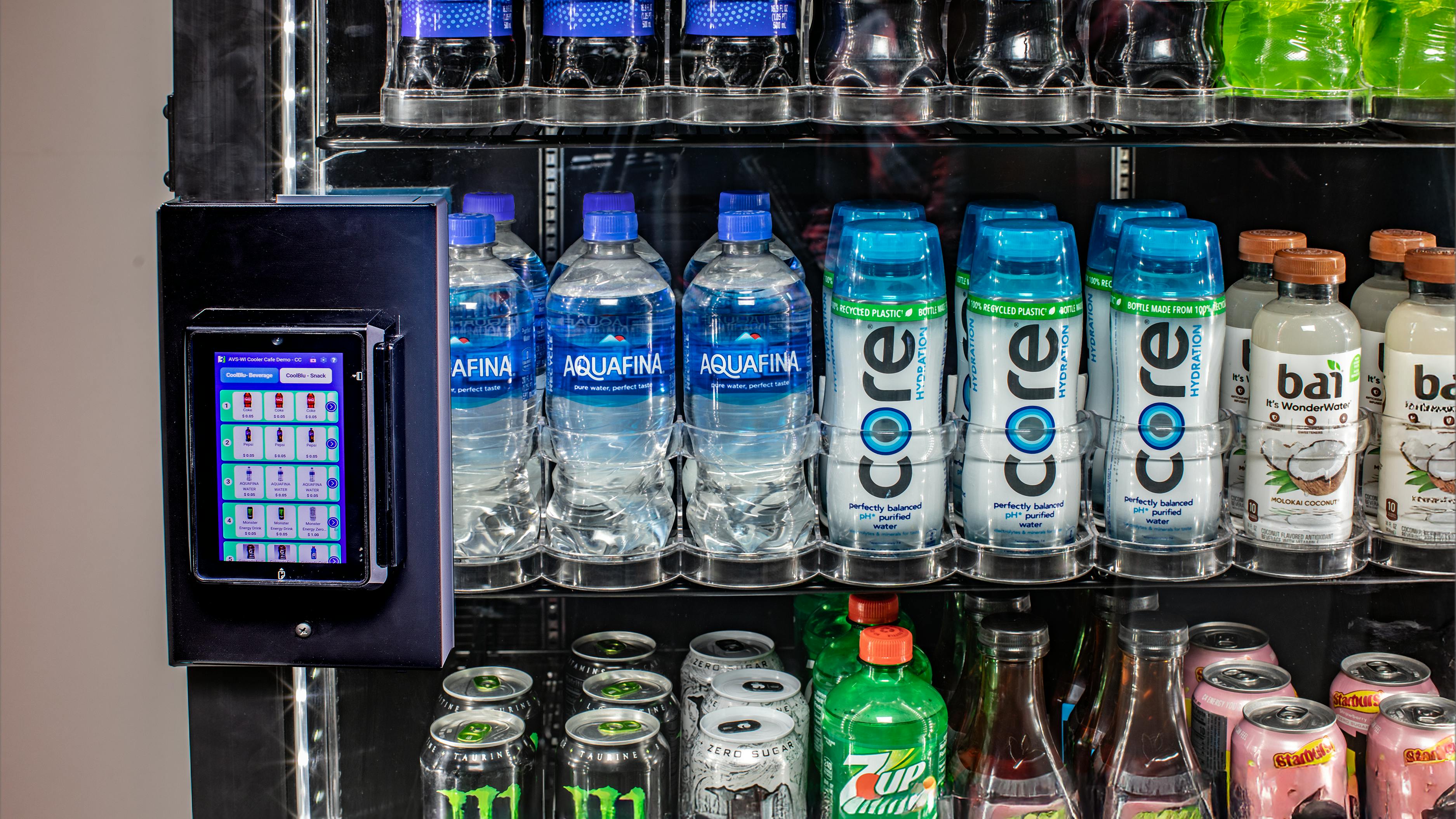 A point-of-sale device with a smart lock can include daisy-chain functionality for multiple coolers.