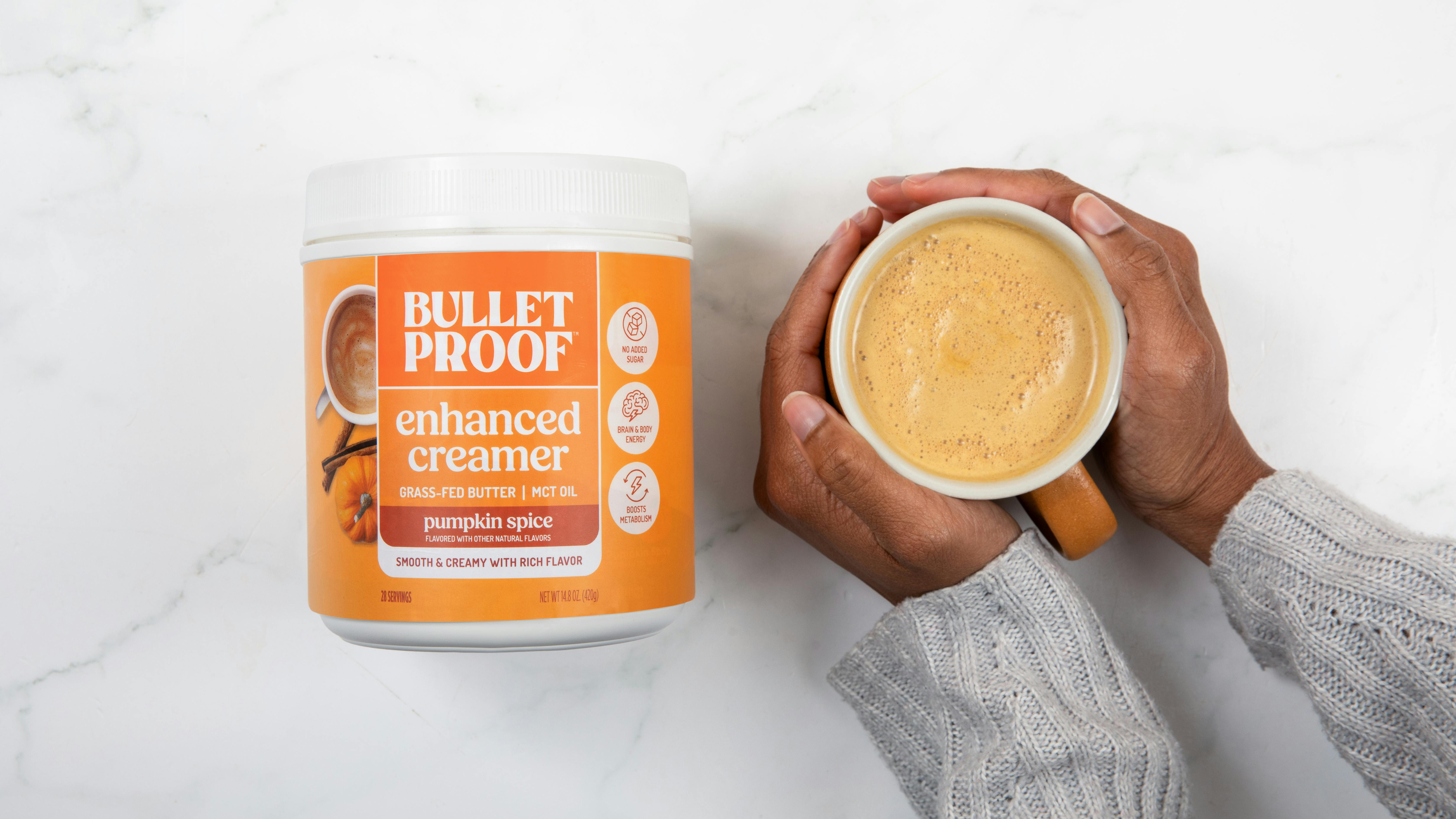 Bulletproof enhanced creamer in pumpkin spice flavor