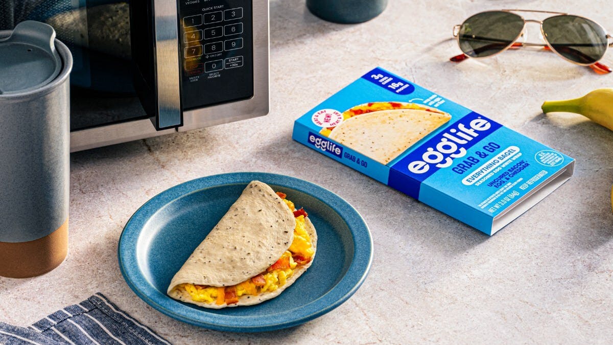 Egglife grab and go microwave tacos made with egg-white wraps