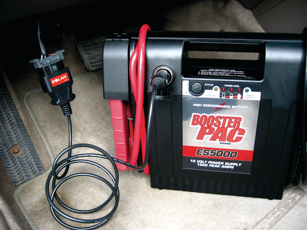 A booster battery with a 12-volt port and a memory saver connected to the OBD II connector will preserve memory and security settings while you connect the shunt