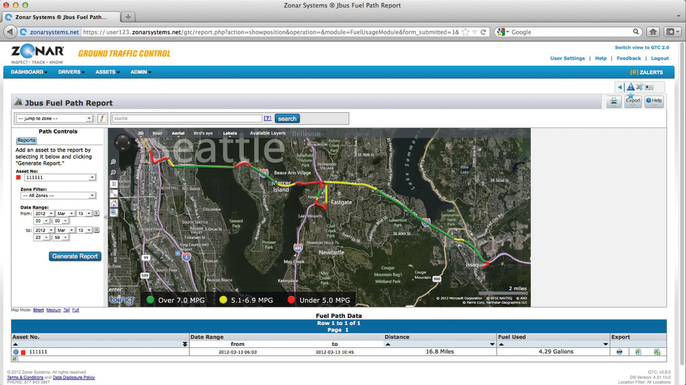 Zonar's new fuel-based GPS tracking technology helps fleets determine accurate vehicle fuel efficiency.