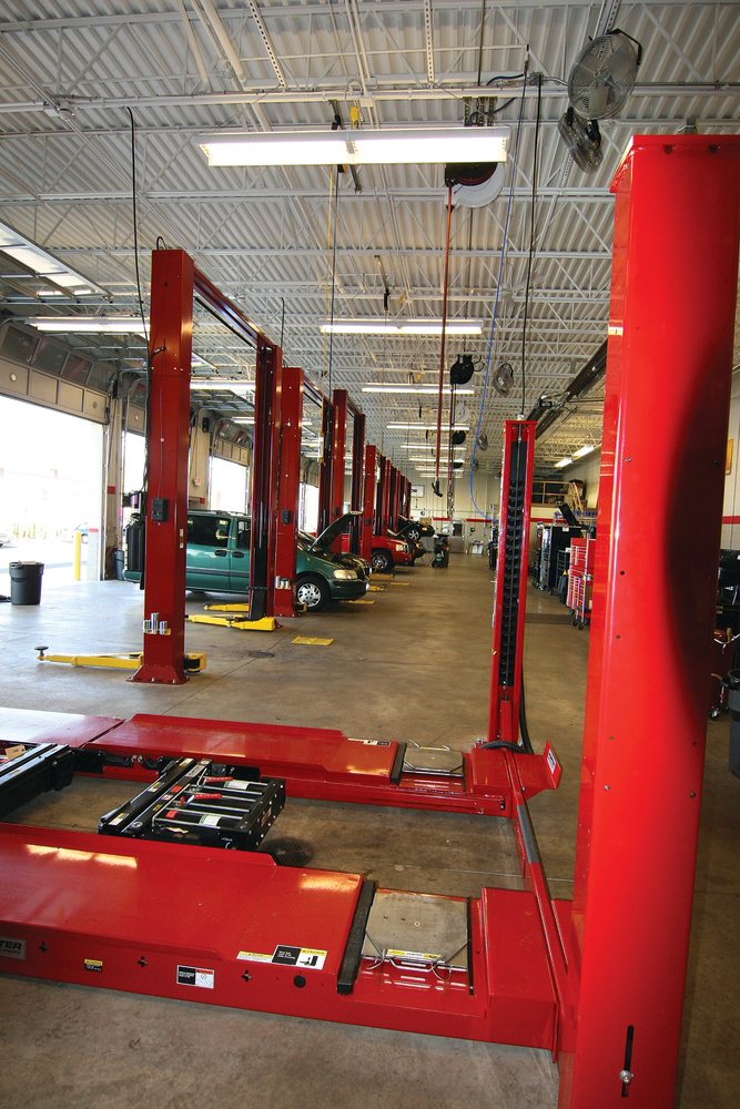 Arranged like a bowling alley, the shop is open and roomy.