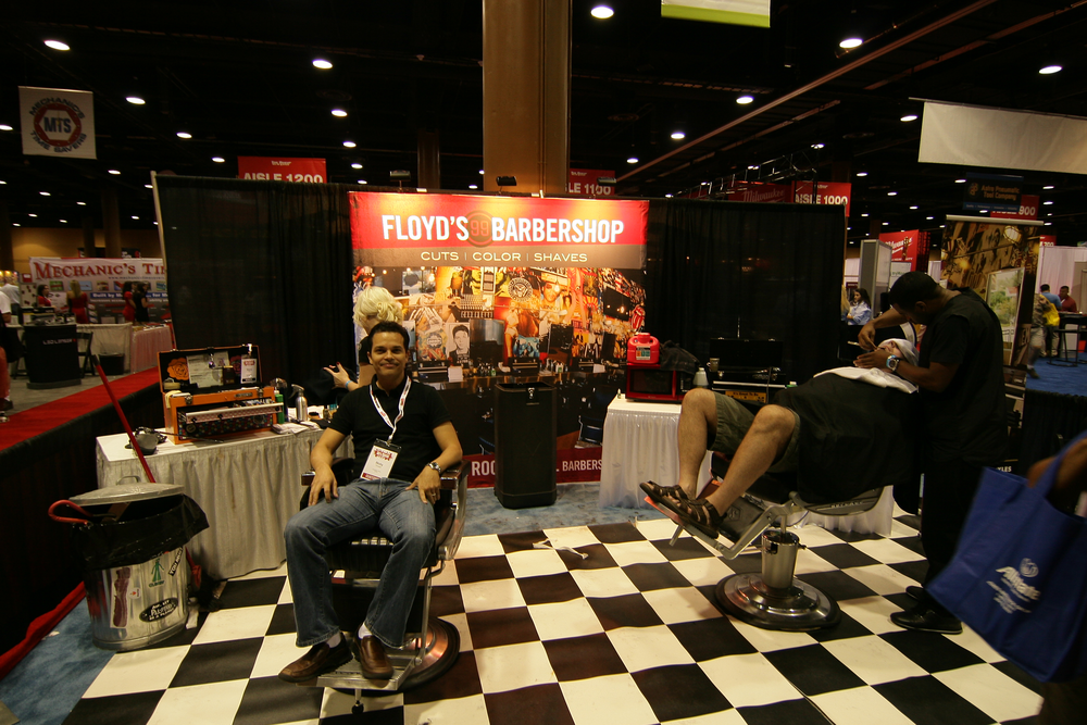 Floyd's Barber Shop was open on the show floor.