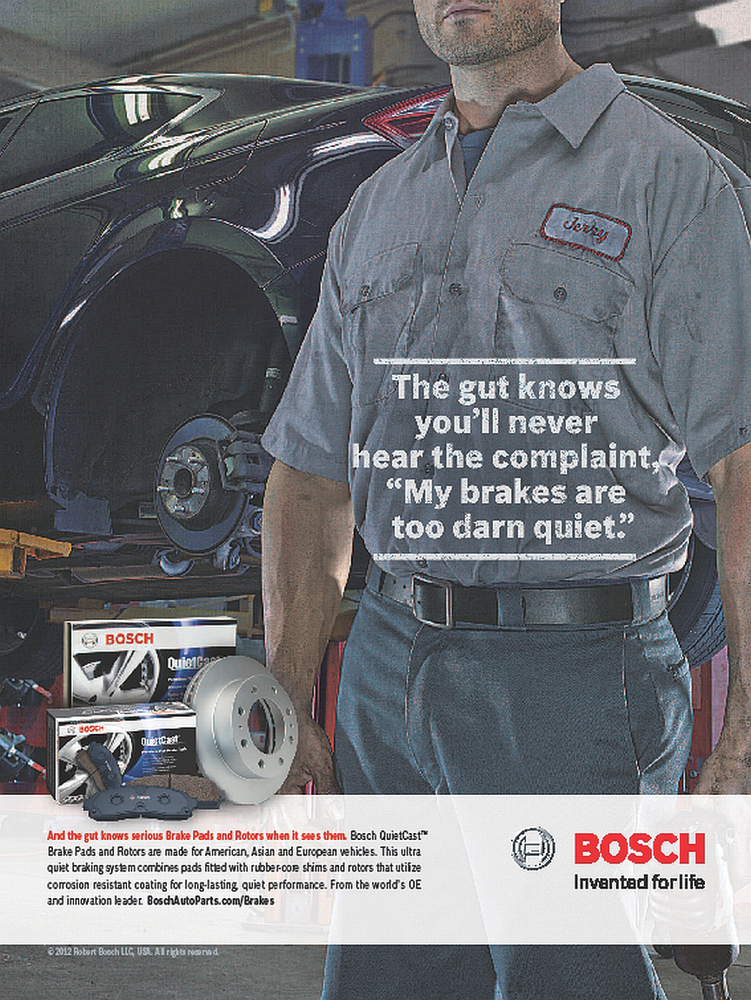 The campaign stresses 'The gut knows serious brake pads and rotors when it sees them.'