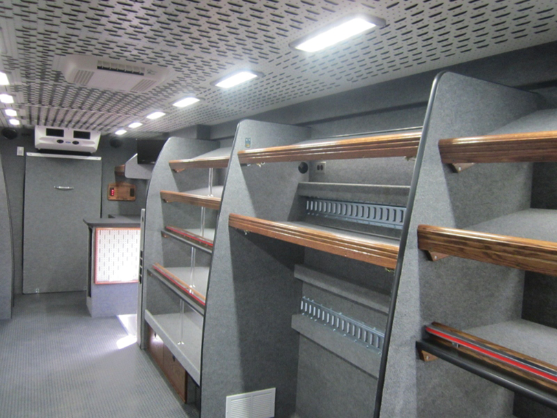 Different options for lighting and shelving layout.