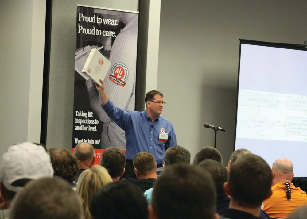 Dale Soos, ALI senior project engineer, reviewed the lift inspector certification process and the extensive materials provided to candidates in the ALI Lift Inspector Certification Program.