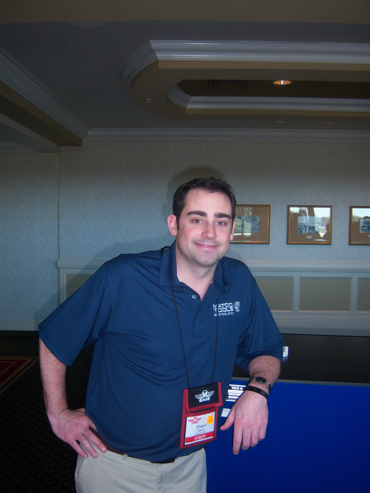 Shawn Hardy explains the prototypes at the Matco Tools show in San Diego, Calif.