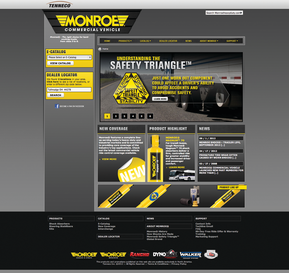 Tenneco launches new website for Monroe commercial vehicle product line