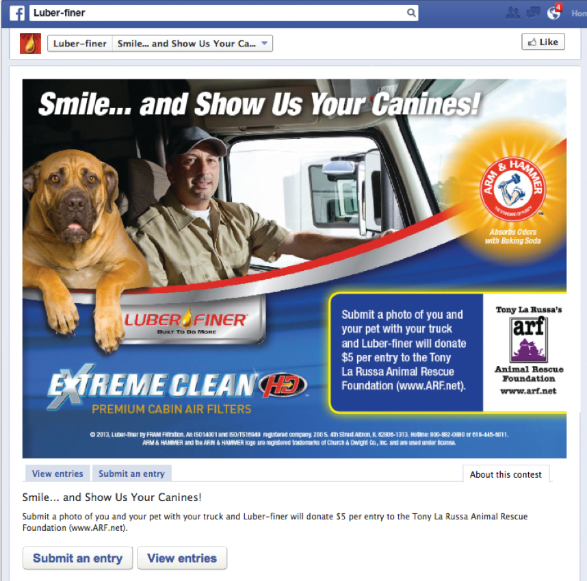 Luber-finer donating $5 to Animal Rescue Foundation (ARF) for each pet photo posted to Facebook page.