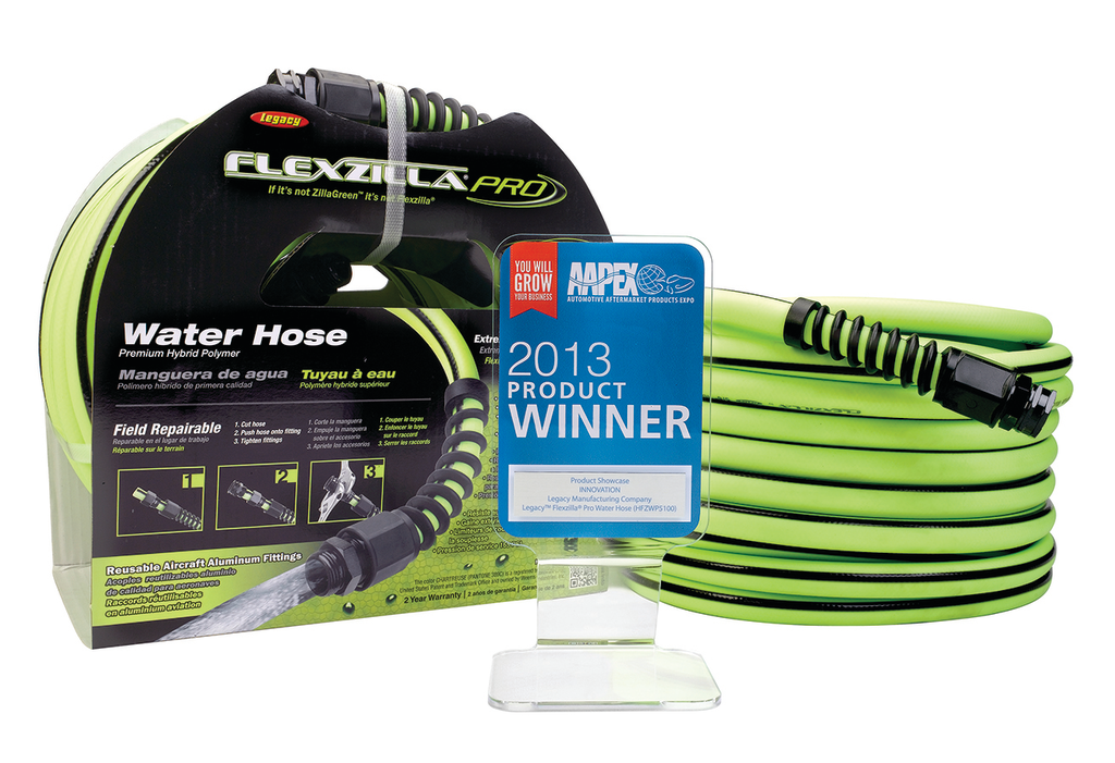 Flexzilla Pro Water Hose by Legacy Manufacturing Co. was a winner for product innovation in the 2013 Product Showcase at the Automotive Aftermarket Products Expo last month.