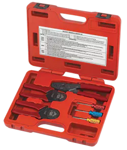 The release tools have color-coded handles to release Deutsch terminals from the connectors. The release tools have color-coded handles to release Deutsch terminals from the connectors.