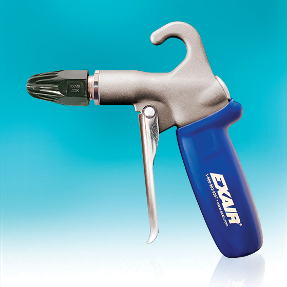 The air nozzle is attached to an Exair spray gun.