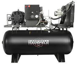 Campbell Hausfeld Rotary screw air compressor, No. CS1104. For more information, visit www.VehicleServicePros.com/10874042 Campbell Hausfeld Rotary screw air compressor, No. CS1104. For more information, visit www.VehicleServicePros.com/10874042