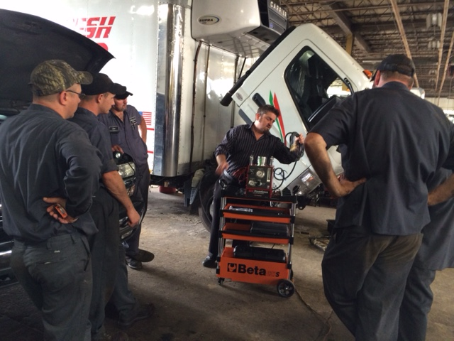 Technicians at DeMary Truck used the Beta Tools Tool Trolley as a dedicated diagnostic cart for the shop's smoke machine.