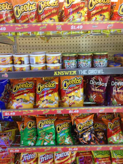 Add-ons. Dips and salsas are featured between rows of chips as an impulse add-on. The lesson? Place add-ons near your featured tools. For example, promoting an air tool? Think about putting accessories or pneumatic plugs and couplers next to it. Add-ons. Dips and salsas are featured between rows of chips as an impulse add-on. The lesson? Place add-ons near your featured tools. For example, promoting an air tool? Think about putting accessories or pneumatic plugs and couplers next to it.