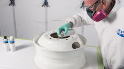 Step 4: Applying two wet coats of PPG CPC-SP8047 (white) or CPC-SP8050 (black) topcoat. Step 4: Applying two wet coats of PPG CPC-SP8047 (white) or CPC-SP8050 (black) topcoat.