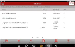 FIG3- Launch Pad II scan tool image pre-repair note, the high value of bank 2 oxygen sensor and long-term fuel trim average. FIG3- Launch Pad II scan tool image pre-repair note, the high value of bank 2 oxygen sensor and long-term fuel trim average.
