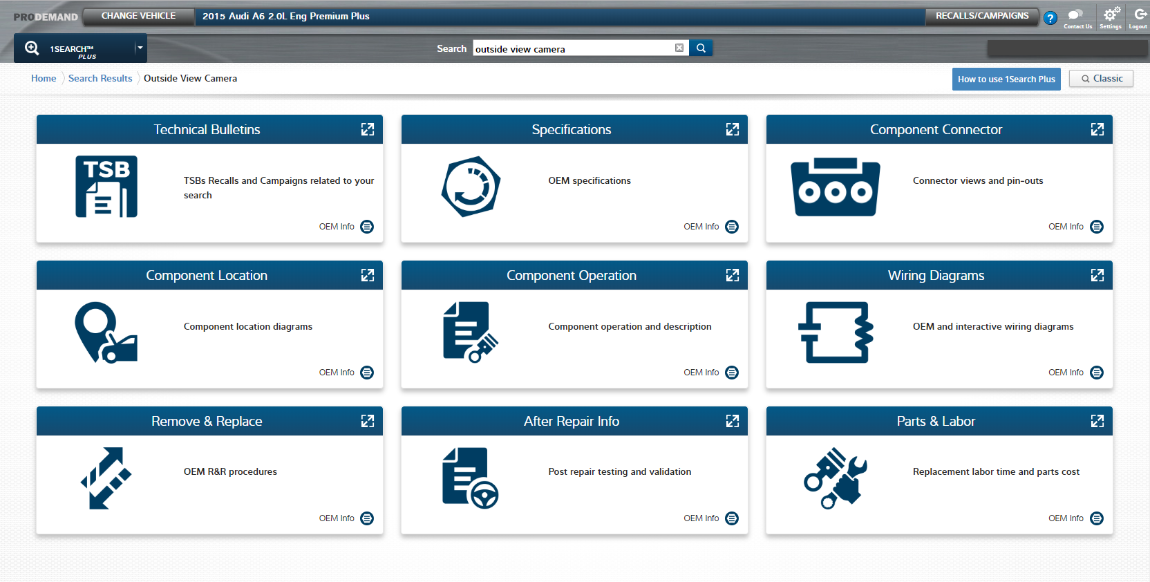 Pro Demand Adas Outside View Camera 1 Search Plus Cards 2015 Audi A6 fw