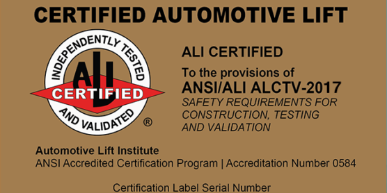 The Automotive Lift Institute (ALI) is the organization setting the standard for lift safety.