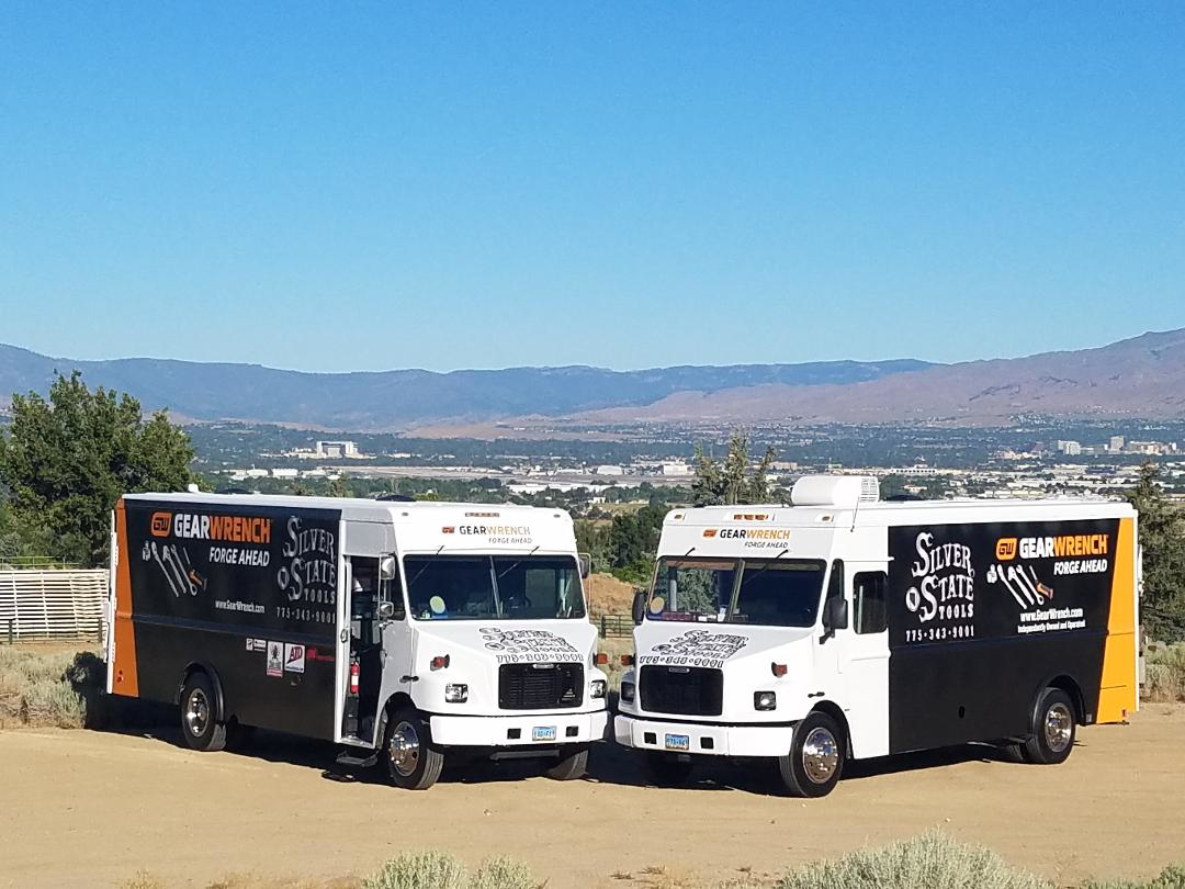 The couple purchased Freightliner MT55s for their heavy duty chassis and engine. They have been on road selling tools since October 2018.